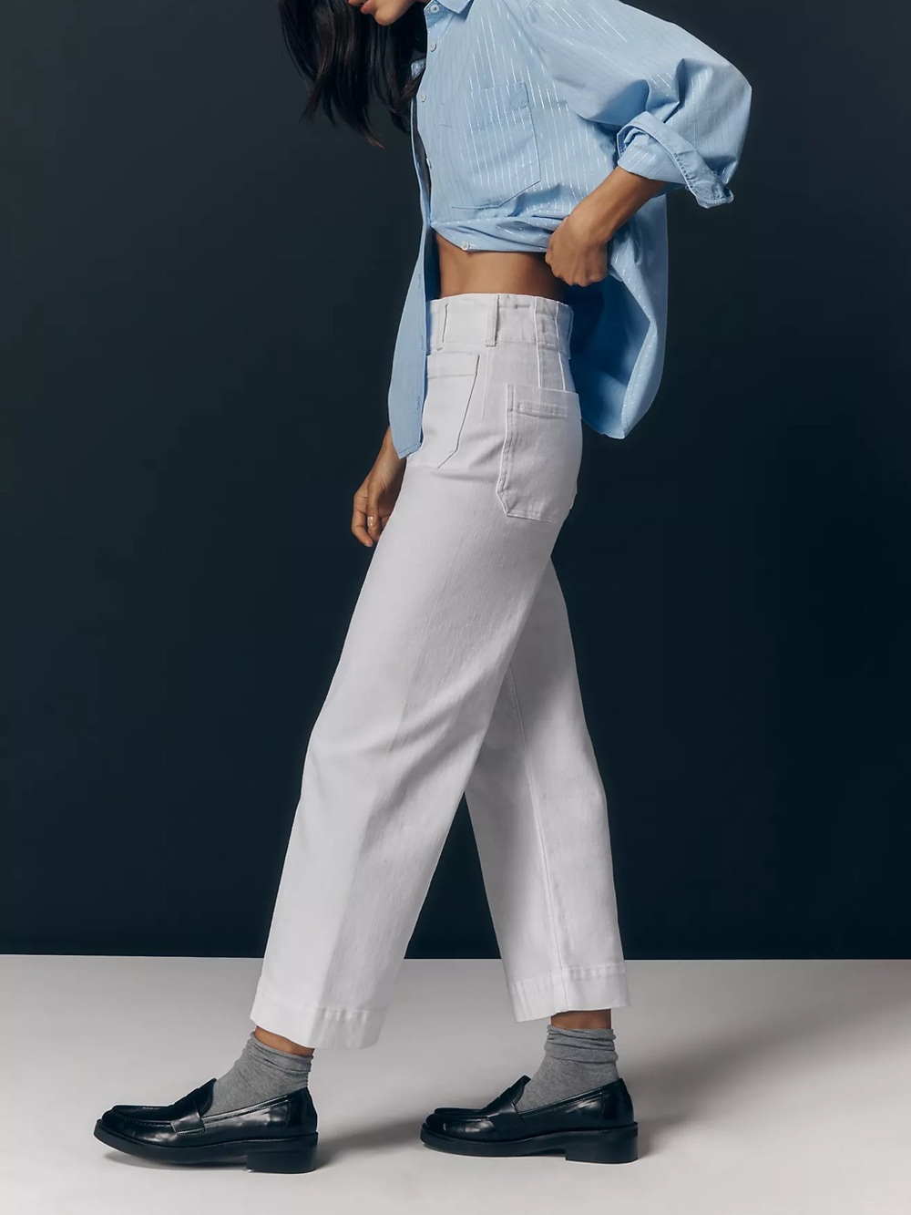 Maeve Colette High-Rise Wide-Leg Cropped Jeans